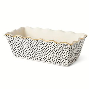 BakeEase 9 Inch Ceramic Loaf Pan Nonstick Dot Pattern Bakeware