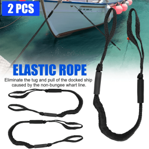 Black Marine Bungee Dock Lines, Stretchable Mooring Ropes with Hooks