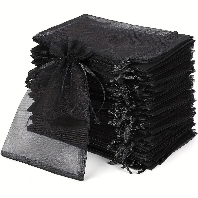 Black Organza Drawstring Gift Bags