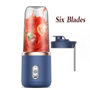 BlendGo Portable Smoothie Blender - USB Rechargeable 6-Blade Juicer Bottle