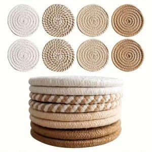 Boho Cotton Woven Coasters Set of 8