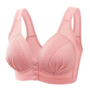 Breathable Comfortable Underwire Bra for Middle-aged Moms, Large Size Front Button Nursing Bra
