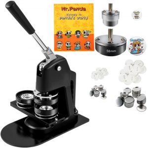 Button Maker Machine Badge Pin Machine, DIY Gift Pin Maker with Button Making Supplies, Button Parts & Circle Cutter Kit