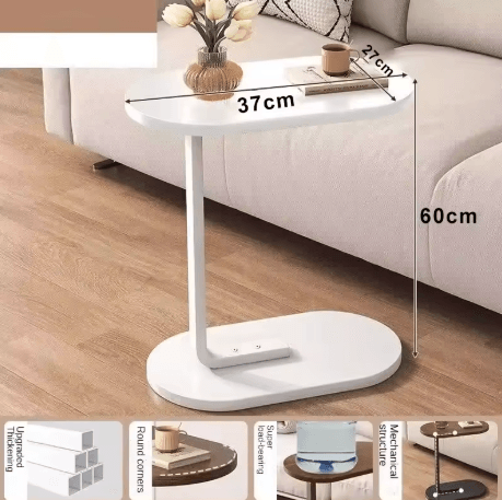 C Shaped Side Table Compact Modern Sofa Coffee Table with Light Luxury Style
