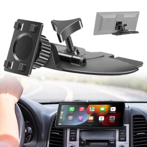 CD Slot CarPlay Monitor Mount for Displays, Universal Fit, Shockproof Holder, Tool-Free Installation for GPS