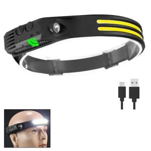 COB LED Induction Headlamp - USB Rechargeable Sensor Flashlight