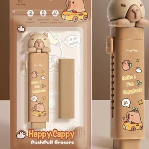 Cartoon Capybara Push Pull Eraser Silicone Correction Tool Replaceable Core Gift