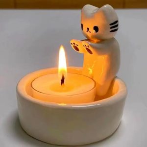 Cartoon Kitten Candle Holder, Unique Aromatherapy Light Holder for Home Decor