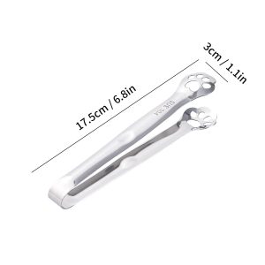 Cat Paw Stainless Steel Ice Tongs Non Slip Kitchen Food Clip