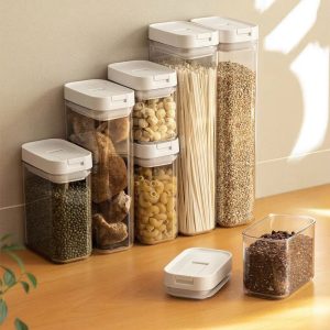 Clear Airtight Plastic Storage Jar for Kitchen Snacks, Cereals & Beans