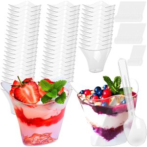 Clear Mini Dessert Cups with Spoons - Reusable Parfait & Appetizer Cups (50-Pack)