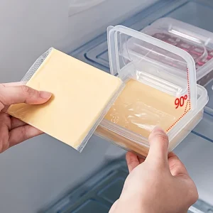Clear Plastic Sliced Cheese Container for Fridge Butter Block Cheese Slice Storage Box with Flip Lid Refrigerator Food