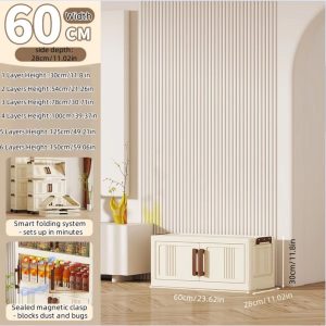 Clear View Foldable Double-Door Rolling Storage Cabinet 23.6 in