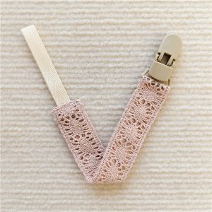 Cloth and Plastic Baby Pacifier Holder, Trendy Lace Teether Toy Clip Chain