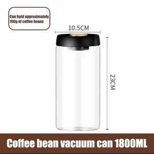 Coffee Bean Sealed Jar, Glass Kitchen Storage, Moisture-Proof, Vacuum Pressed Tea Rice Peanut Storage