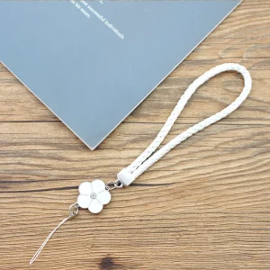 Colorful Small Flower Mobile Phone Lanyard, Solid Color Phone Wrist Strap for USB, ID Card Keychain Universal Accessory