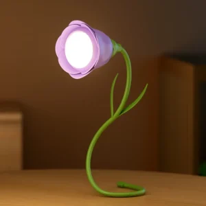 Creative Rechargeable Rose LED Desk Lamp, Bendable Dimmable Flower Night Light with Brightness Memory