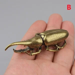 Creative Solid Brass Beetle Ornaments, Unicorn Fairy Simulation, Copper Insect Tea Pets House Table Gift