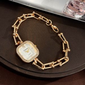 Creative Square Glass Bracelet Watch, Luxury Minimalist Quartz Chain Design