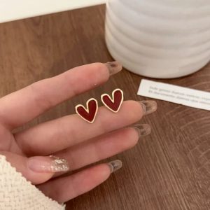 Cute Heart Bling Zircon Vintage Earrings