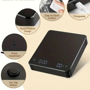 Digital Kitchen Scale with Timer & LED Screen, Capacity, High Precision for Espresso & Cooking
