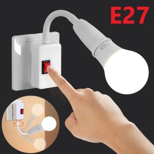 Direct Plug in Rotary Lamp Head Socket Lamp Converter with Switch, LED Table Lamp Base Adapter