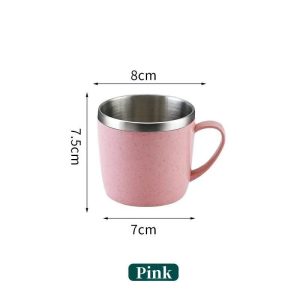 Double Layer Stainless Steel Coffee Mug with Plastic Handle for Home and Office