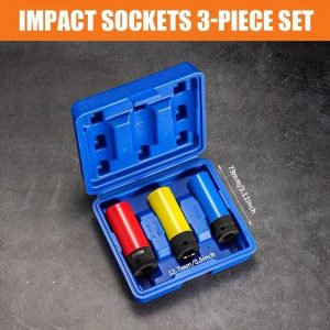 Drive Wheel Protector Impact Socket Set, Thin Wall Deep Sockets with Durable Plastic Sleeves