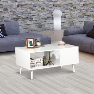 Durable Coffee Table End, White Storage Stand Living Room, Open Storage Shelf - Perfect for Organizing and Enhancing You