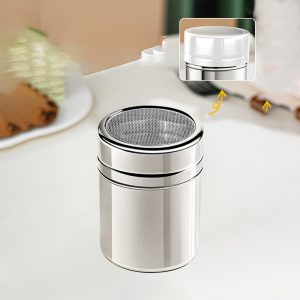 Duster With Cover, Cocoa Powder Stainless Steel Seasoning Bottle for Home Kitchen