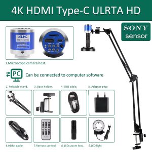 Electronics Soldering Microscope Camera, Adjustable Stand & Software for Precision PCB Inspection