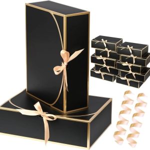 Elegant Butterfly Ribbon Gift Boxes - High-Performance Cosmetic & Jewelry Packaging with Gold/Silver Edging (10pcs)