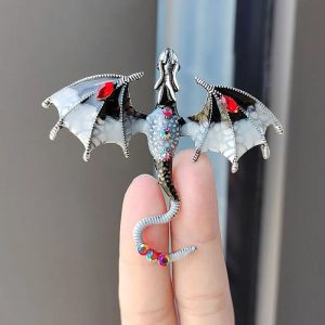 Enamel Dragon Brooch Rhinestone Animal Pin Statement Jewelry Accessory