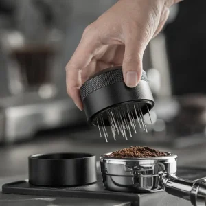 Espresso Powder Mixer Distributor, Coffee Tamping Needle Leveler, Handle Powder Dispenser for Precise Espresso Tamping