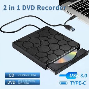External USB DVD CD Writer Drive USB 3.0 Type C Portable Optical Disc Reader