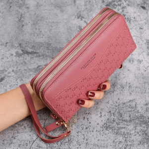 Fashion Embossed Long Zipper Wallet Large Capacity Phone Pocket Purse