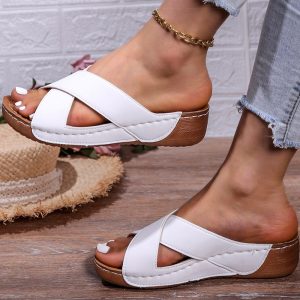 Fashion Womens Sandals, Lightweight Summer Wedges Heels Slippers, Comfortable Heeled Footwear Sandal for Women