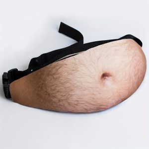 Funny Beer Belly Fanny Pack - Realistic PU Leather Belly Waist Bag for Pranks, Anti-Harassment & Party Costume Humor
