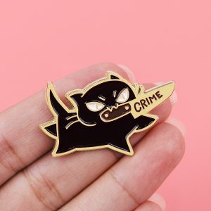 Funny Black Cat Enamel Pin, Cute Animal Lapel Badge for Backpack, Jacket, or Cosplay