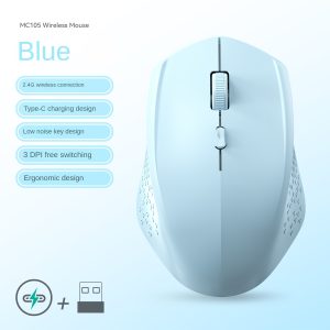 Gaming Wireless Mouse, Silent Click Office Mouse, Rechargeable Optical Mice for PC, Laptop