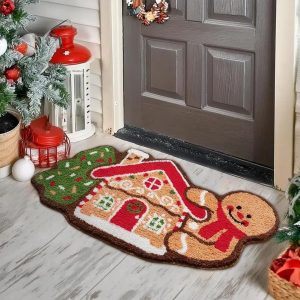 Gingerbread Kitchen Rug Christmas Doormat - Non-Slip Imitation Cashmere Floor Mat
