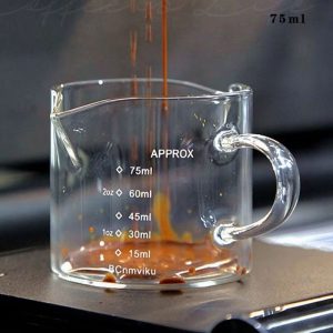 Glass Espresso Measuring Cup with Handle 2.54 fl oz Double or Single Spout