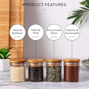 Glass Spice Jars Set With Airtight Borosilicate Containers