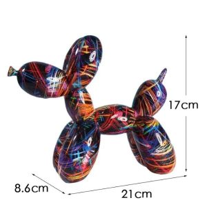 Graffiti Balloon Dog Resin Statue - Colorful Modern Art Home Decor