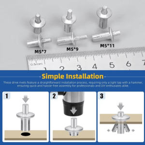 Hammer Drive Expansion Rivets - Aluminum Knock-In Fastener Pins for Hardware