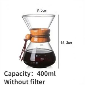 Hand Glass Coffee Kettle Stainless Steel Filter Pour Over Pot