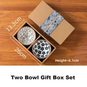 Hand-Painted Japanese Ceramic Bowl Set, Kitchen Noodle Tableware Set, Microwave Safe Gift Box Set for Dining
