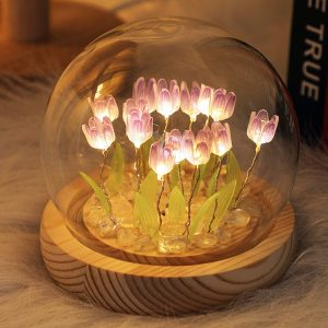 Handmade Bedside Light, Operated Tulip Flower Table Lamp, DIY Simulation Tulip LED Nightlight