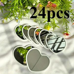 Handmade Heart-Shaped Mini Travel Mirror Set