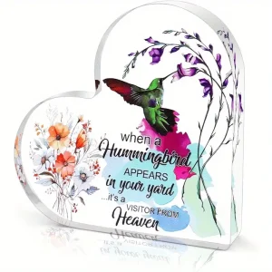 Heart-Shaped Keepsake, Acrylic Hummingbird Table Decor, No Electricity Needed